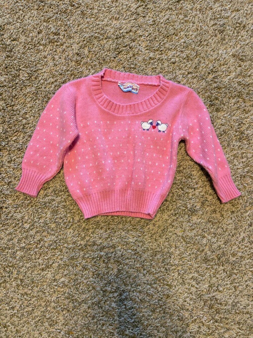 Vintage pink sheep acrylic sweater